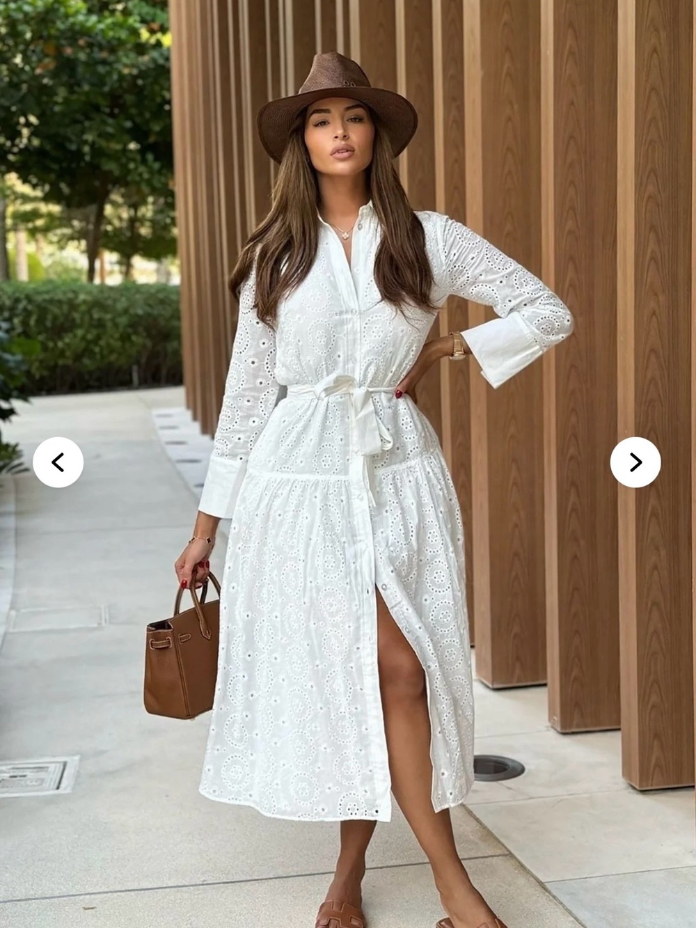 White Eyelet Button-Front Midi Dress